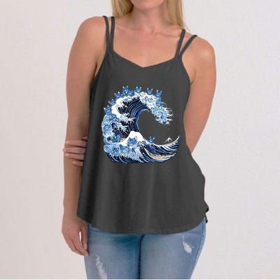 Cute Wave Of Blue Cats For Kamala Women's Strappy Tank