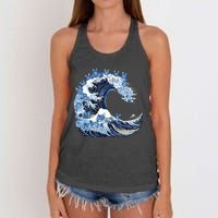 Cute Wave Of Blue Cats For Kamala Women's Knotted Racerback Tank