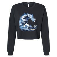 Cute Wave Of Blue Cats For Kamala Cropped Pullover Crew