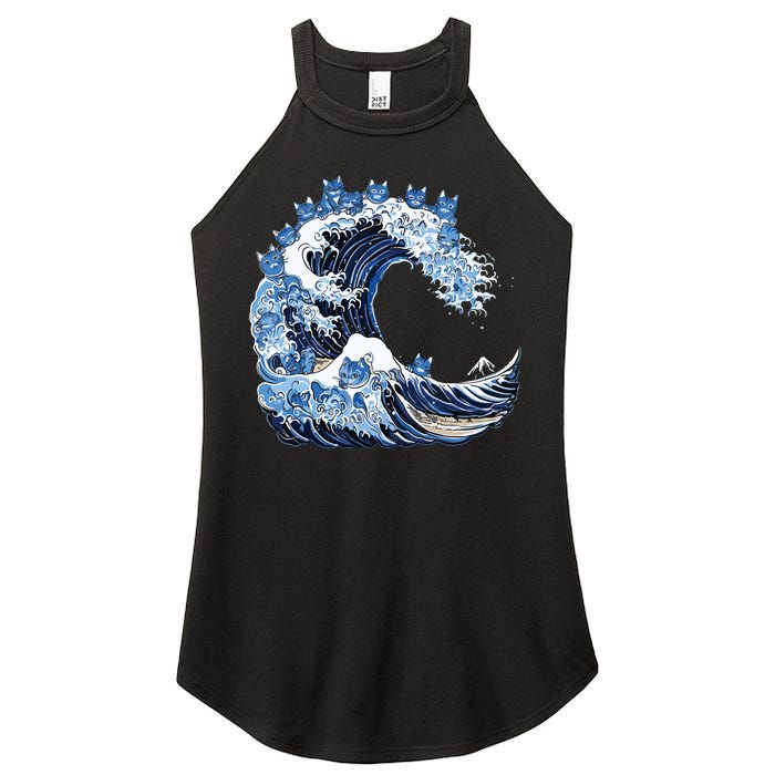 Cute Wave Of Blue Cats For Kamala Women's Perfect Tri Rocker Tank