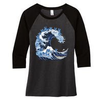 Cute Wave Of Blue Cats For Kamala Women's Tri-Blend 3/4-Sleeve Raglan Shirt