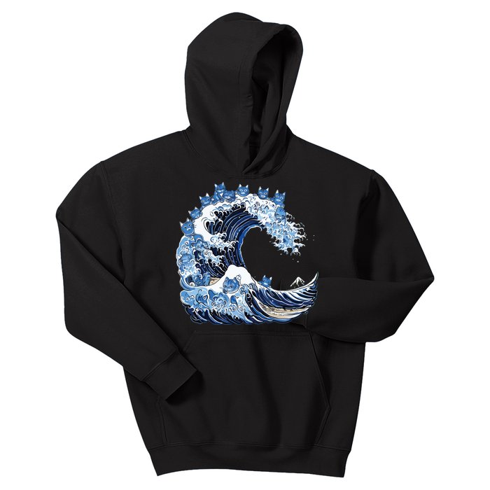 Cute Wave Of Blue Cats For Kamala Kids Hoodie