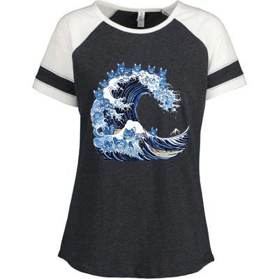 Cute Wave Of Blue Cats For Kamala Enza Ladies Jersey Colorblock Tee