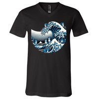 Cute Wave Of Blue Cats For Kamala V-Neck T-Shirt