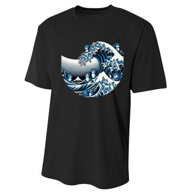 Cute Wave Of Blue Cats For Kamala Performance Sprint T-Shirt