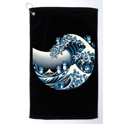 Cute Wave Of Blue Cats For Kamala Platinum Collection Golf Towel