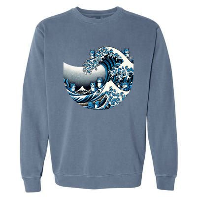 Cute Wave Of Blue Cats For Kamala Garment-Dyed Sweatshirt