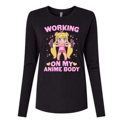 Cute Working On My Anime Body Womens Cotton Relaxed Long Sleeve T-Shirt