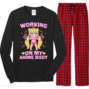 Cute Working On My Anime Body Long Sleeve Pajama Set