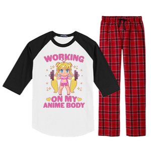 Cute Working On My Anime Body Raglan Sleeve Pajama Set