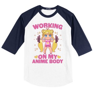 Cute Working On My Anime Body Baseball Sleeve Shirt