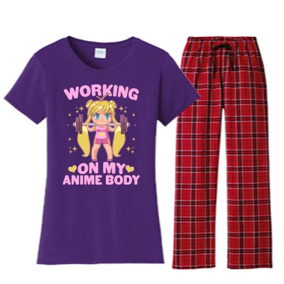 Cute Working On My Anime Body Women's Flannel Pajama Set