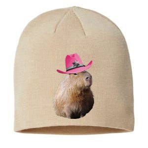 Capybara Wearing Pin.K Cowboy Hat Funny Cute Sustainable Beanie