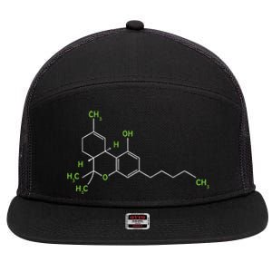 Cannabis Weed Pot Molecule Thc Marijuana Stoner Gift 7 Panel Mesh Trucker Snapback Hat