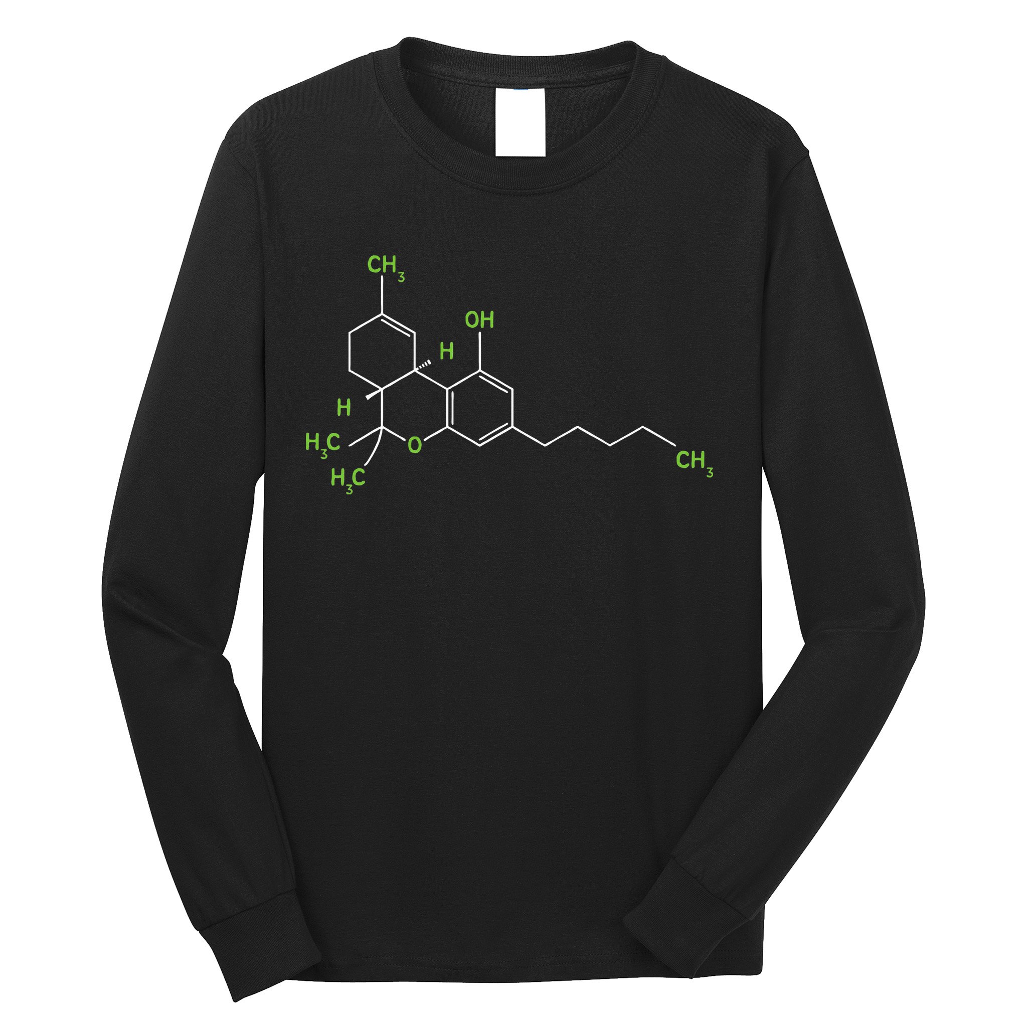 Cannabis Weed Pot Molecule Thc Marijuana Stoner Gift Long Sleeve Shirt