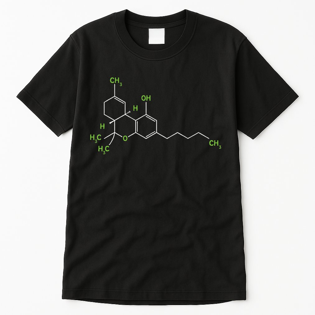 Cannabis Weed Pot Molecule Thc Marijuana Stoner Gift Tall T-Shirt