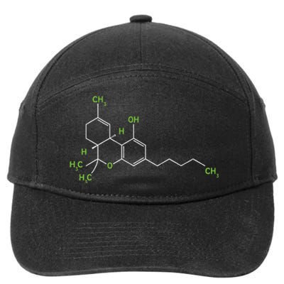 Cannabis Weed Pot Molecule Thc Marijuana Stoner Gift 7-Panel Snapback Hat