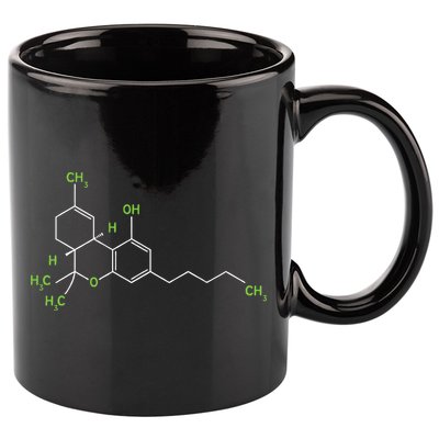 Cannabis Weed Pot Molecule Thc Marijuana Stoner Gift 11oz C Handle Ceramic Mug