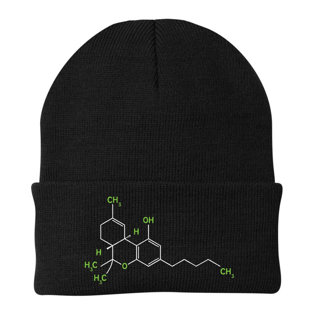 Cannabis Weed Pot Molecule Thc Marijuana Stoner Gift Beanie