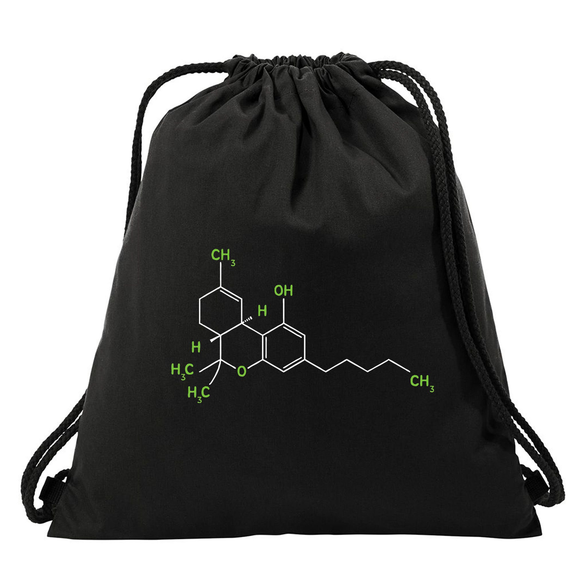 Cannabis Weed Pot Molecule Thc Marijuana Stoner Gift Drawstring Bag