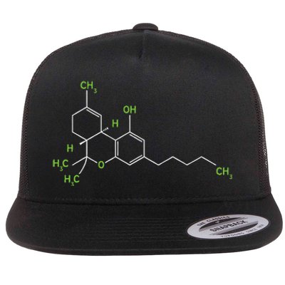 Cannabis Weed Pot Molecule Thc Marijuana Stoner Gift Flat Bill Trucker Hat