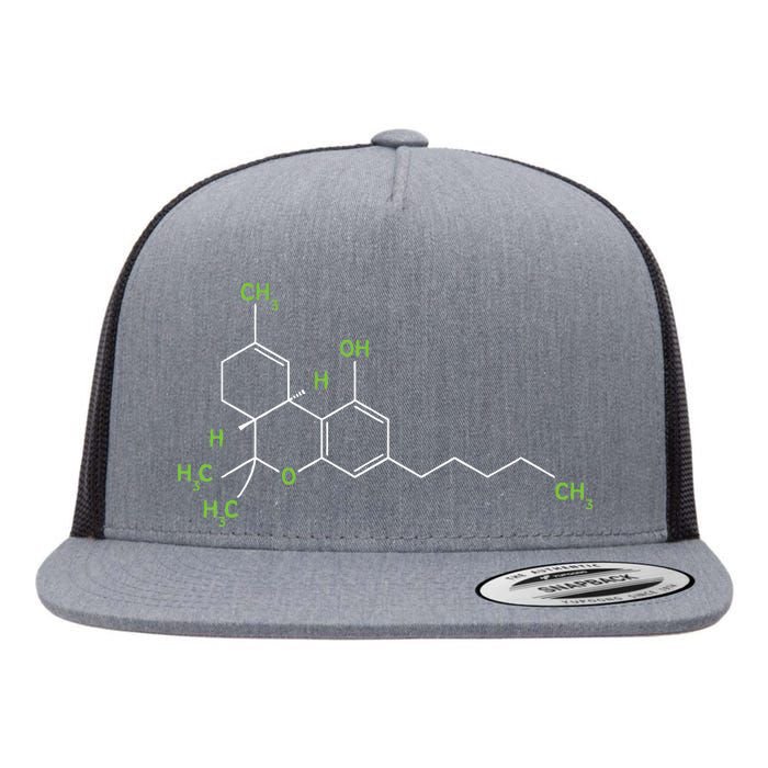 Cannabis Weed Pot Molecule Thc Marijuana Stoner Gift Flat Bill Trucker Hat