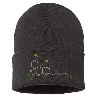 Cannabis Weed Pot Molecule Thc Marijuana Stoner Gift Sustainable Knit Beanie