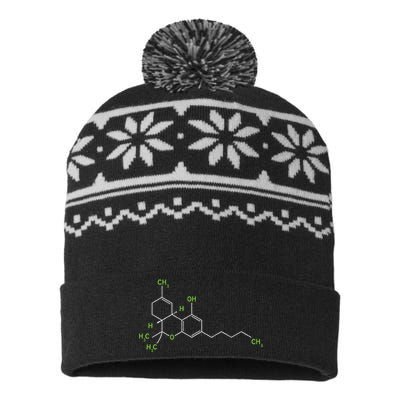 Cannabis Weed Pot Molecule Thc Marijuana Stoner Gift USA-Made Snowflake Beanie