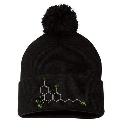 Cannabis Weed Pot Molecule Thc Marijuana Stoner Gift Pom Pom 12in Knit Beanie