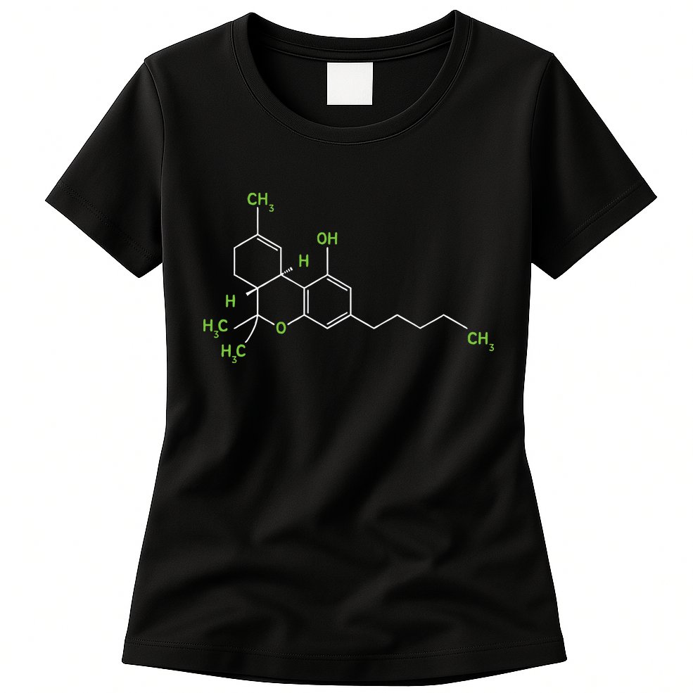 Cannabis Weed Pot Molecule Thc Marijuana Stoner Gift Womens T-Shirt