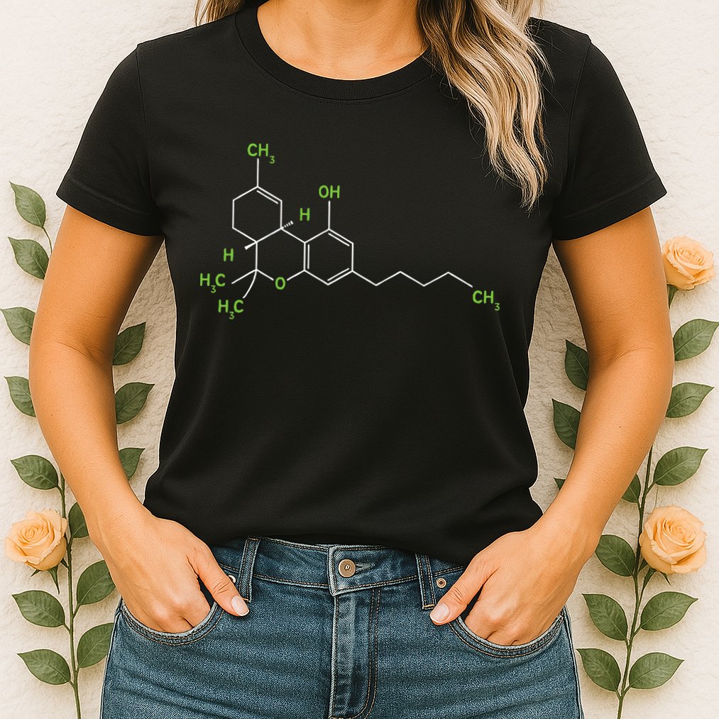 Cannabis Weed Pot Molecule Thc Marijuana Stoner Gift Womens T-Shirt