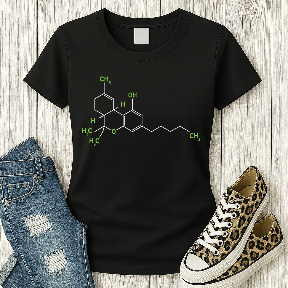 Cannabis Weed Pot Molecule Thc Marijuana Stoner Gift Womens T-Shirt