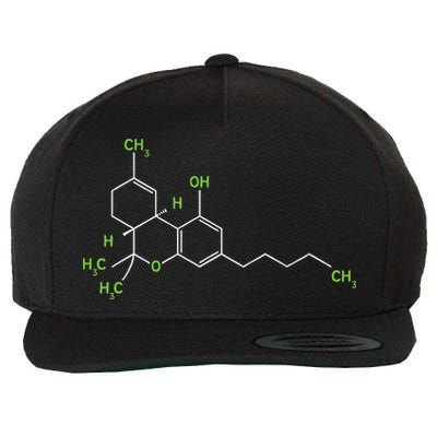 Cannabis Weed Pot Molecule Thc Marijuana Stoner Gift Wool Snapback Cap