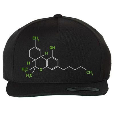 Cannabis Weed Pot Molecule Thc Marijuana Stoner Gift Wool Snapback Cap