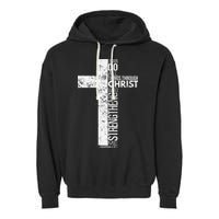 Cross With Philippians 413 Christian Garment-Dyed Fleece Hoodie