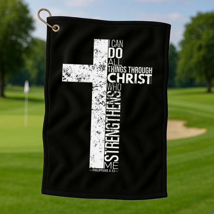 Cross With Philippians 413 Christian Golf Towel