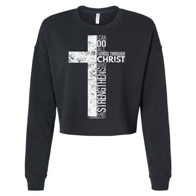 Cross With Philippians 413 Christian Cropped Pullover Crew