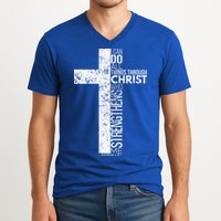 Cross With Philippians 413 Christian V-Neck T-Shirt