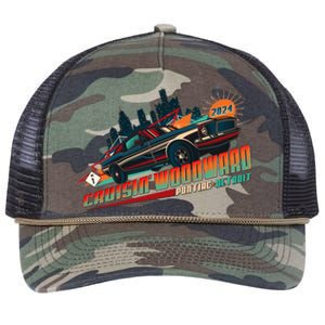 Cruisin Woodward Pontiac To Detroit 2024 Detroit Ren Cen Muscle Car Retro Rope Trucker Hat Cap