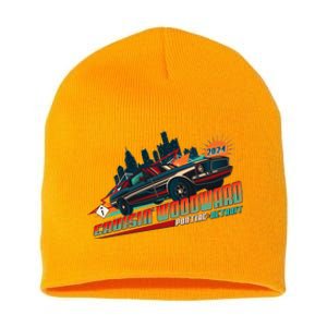 Cruisin Woodward Pontiac To Detroit 2024 Detroit Ren Cen Muscle Car Short Acrylic Beanie