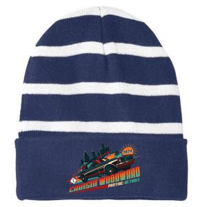 Cruisin Woodward Pontiac To Detroit 2024 Detroit Ren Cen Muscle Car Striped Beanie with Solid Band