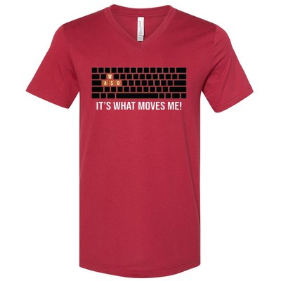 Cool WASD PC Gamer Keyboard Funny Its What Moves Me Gaming V-Neck T-Shirt