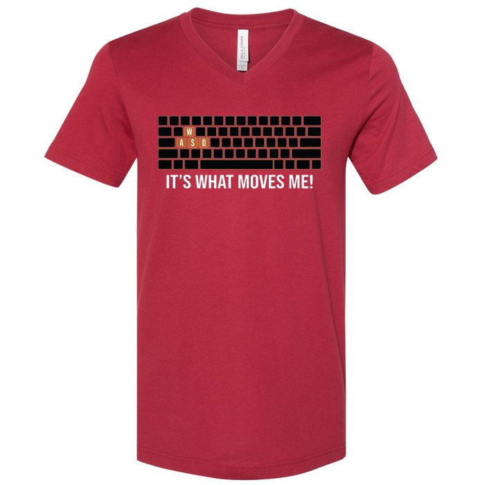 Cool WASD PC Gamer Keyboard Funny Its What Moves Me Gaming V-Neck T-Shirt