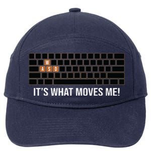 Cool WASD PC Gamer Keyboard Funny Its What Moves Me Gaming 7-Panel Snapback Hat