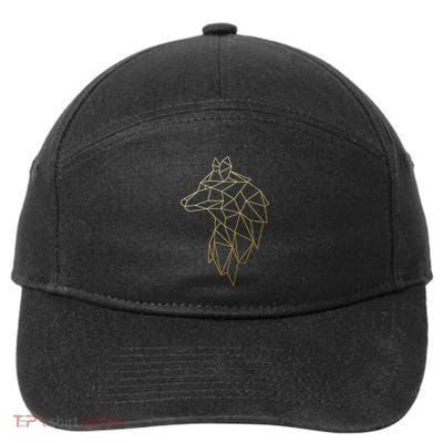 Cool Wolf Polygon Geometric Wolf Abstract Art 7-Panel Snapback Hat
