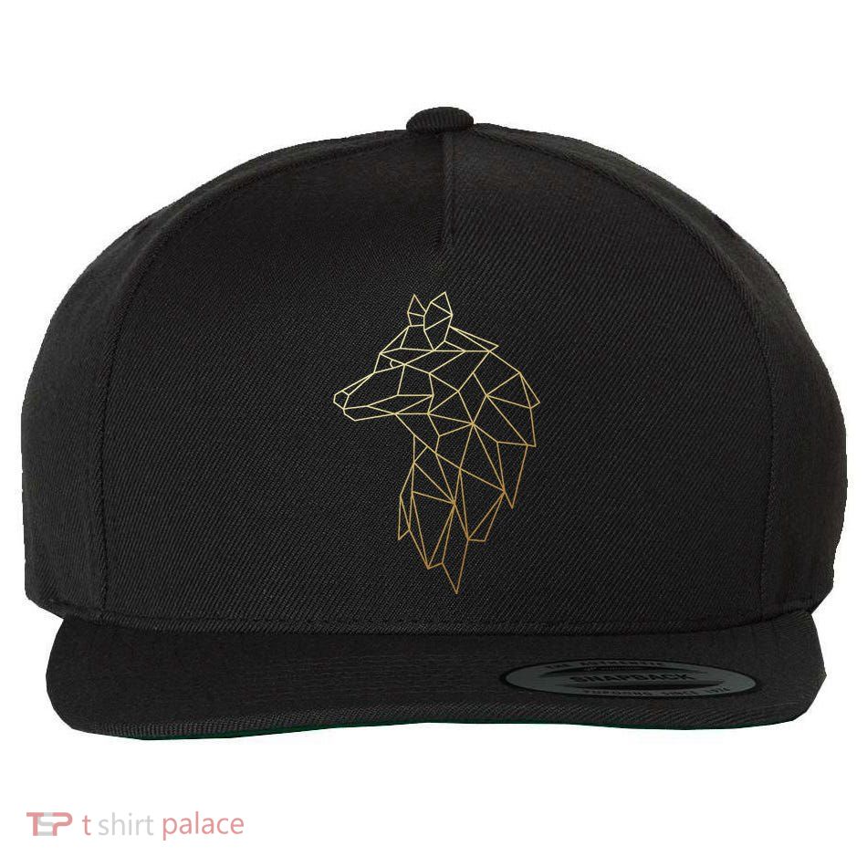 Cool Wolf Polygon Geometric Wolf Abstract Art Wool Snapback Cap