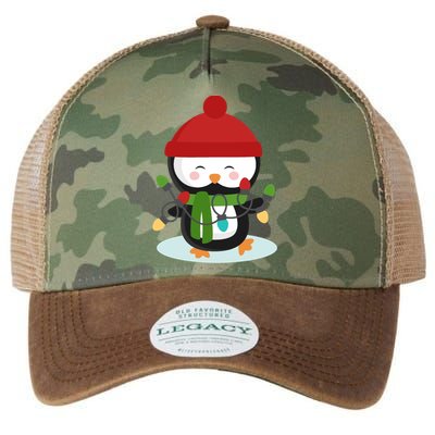 Cute Winter Penguin Christmas Lights Legacy Tie Dye Trucker Hat