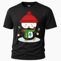 Cute Winter Penguin Christmas Lights Cooling Performance Crew T-Shirt