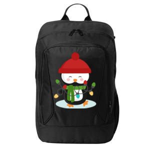 Cute Winter Penguin Christmas Lights City Backpack