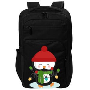 Cute Winter Penguin Christmas Lights Impact Tech Backpack